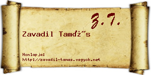 Zavadil Tamás névjegykártya